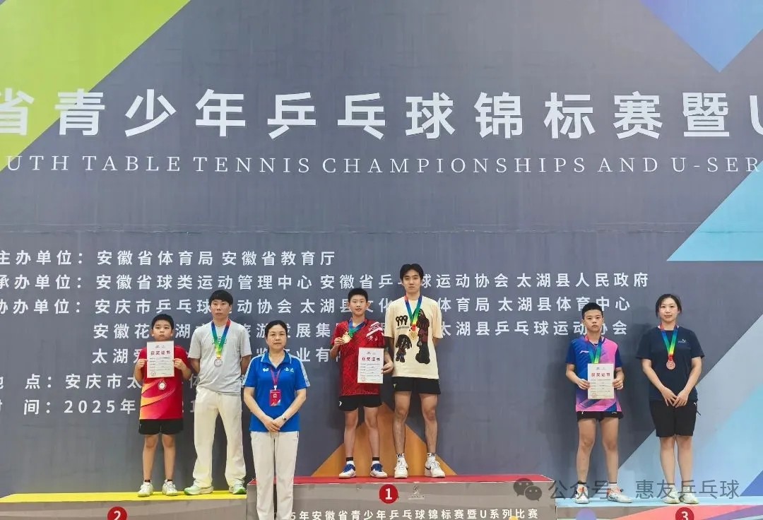 Double Crown Achieved Again! Our base player Wu Junyi claimed the U12 Boys' Singles title at the 2025 Anhui Provincial Youth Table Tennis Championships and U Series Competition.